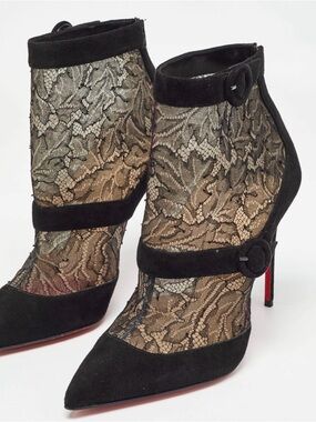 Christian Louboutin Boteboot 100 Suede/ Lace Vegetale